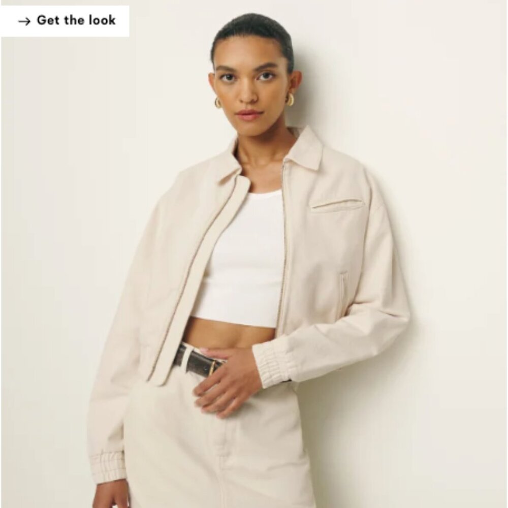 Reformation Kinsley Denim Cropped Bomber Jacket